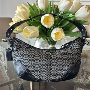Coach Black and Gray Signature Shoulder Bag like new
